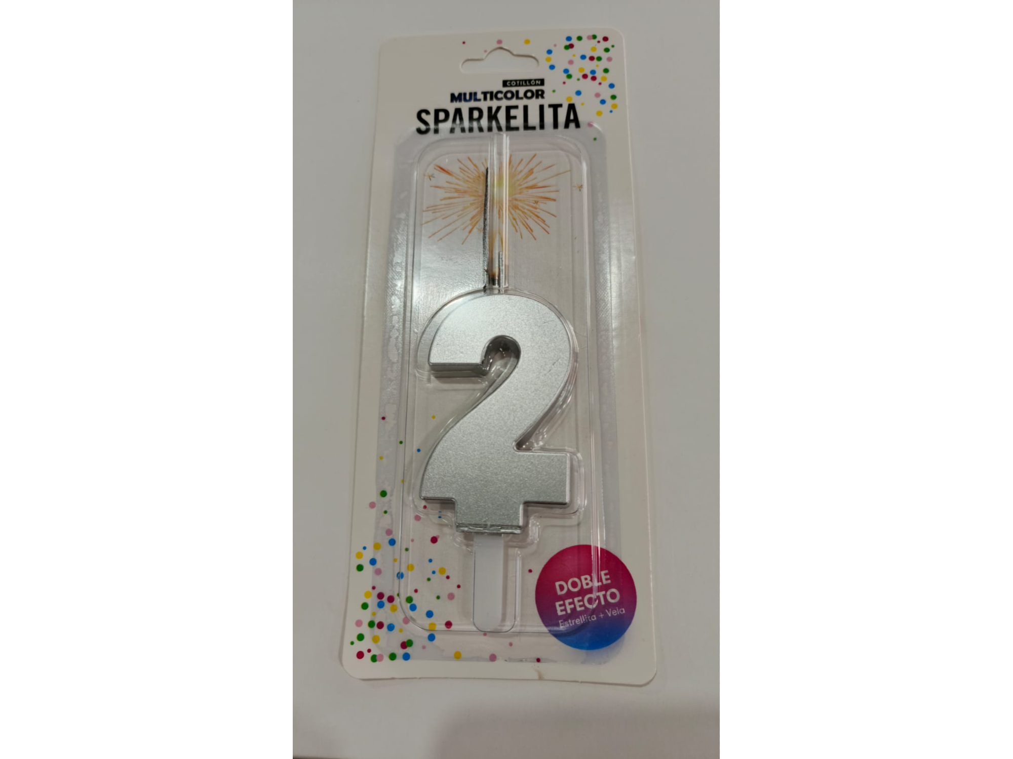 VELA/BENGALA SPARKELITA Nº2 PLATEADA X UN