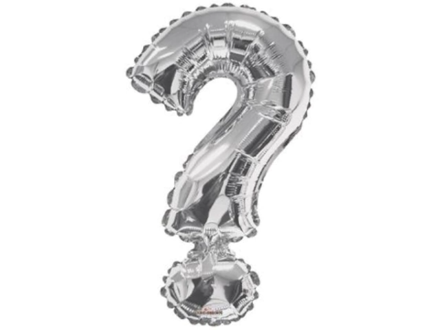 GLOBO MET CHICO SIGNO DE PREGUNTA PLATEADO X UN