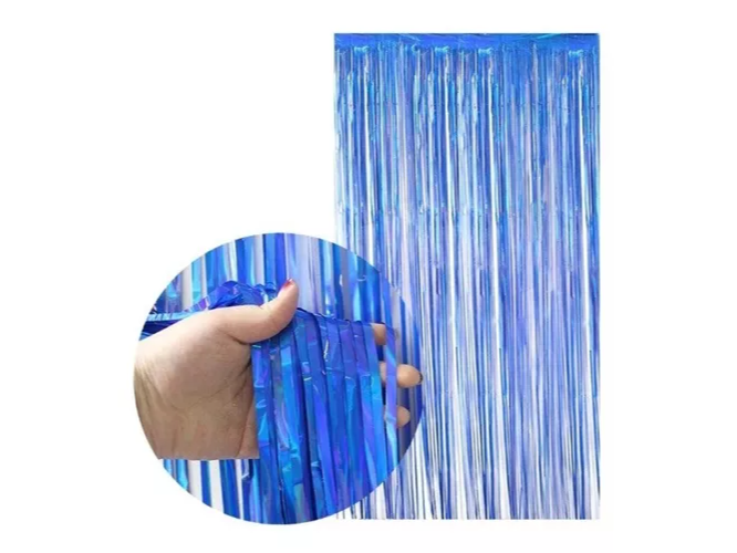 CORTINA METALIZADA AZUL X UN