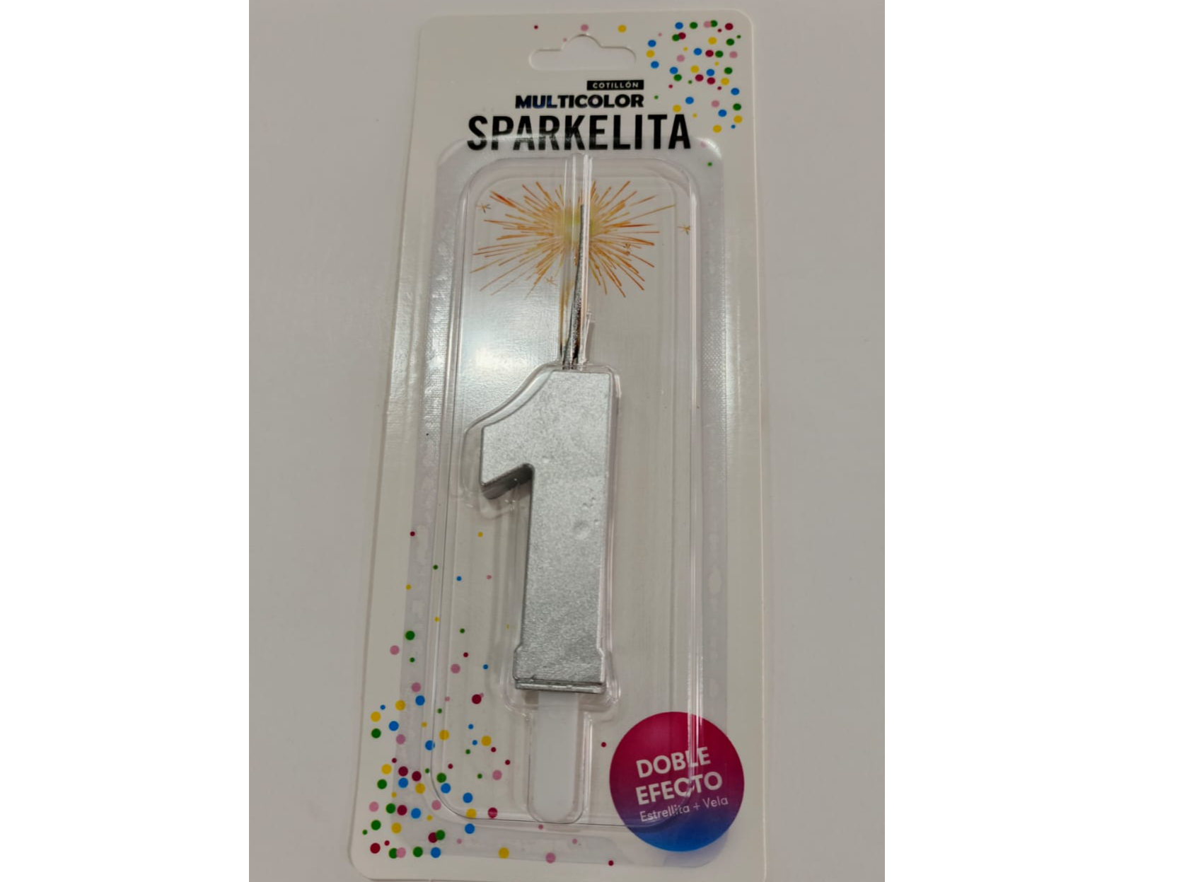 VELA/BENGALA SPARKELITA Nº1 PLATEADA X UN