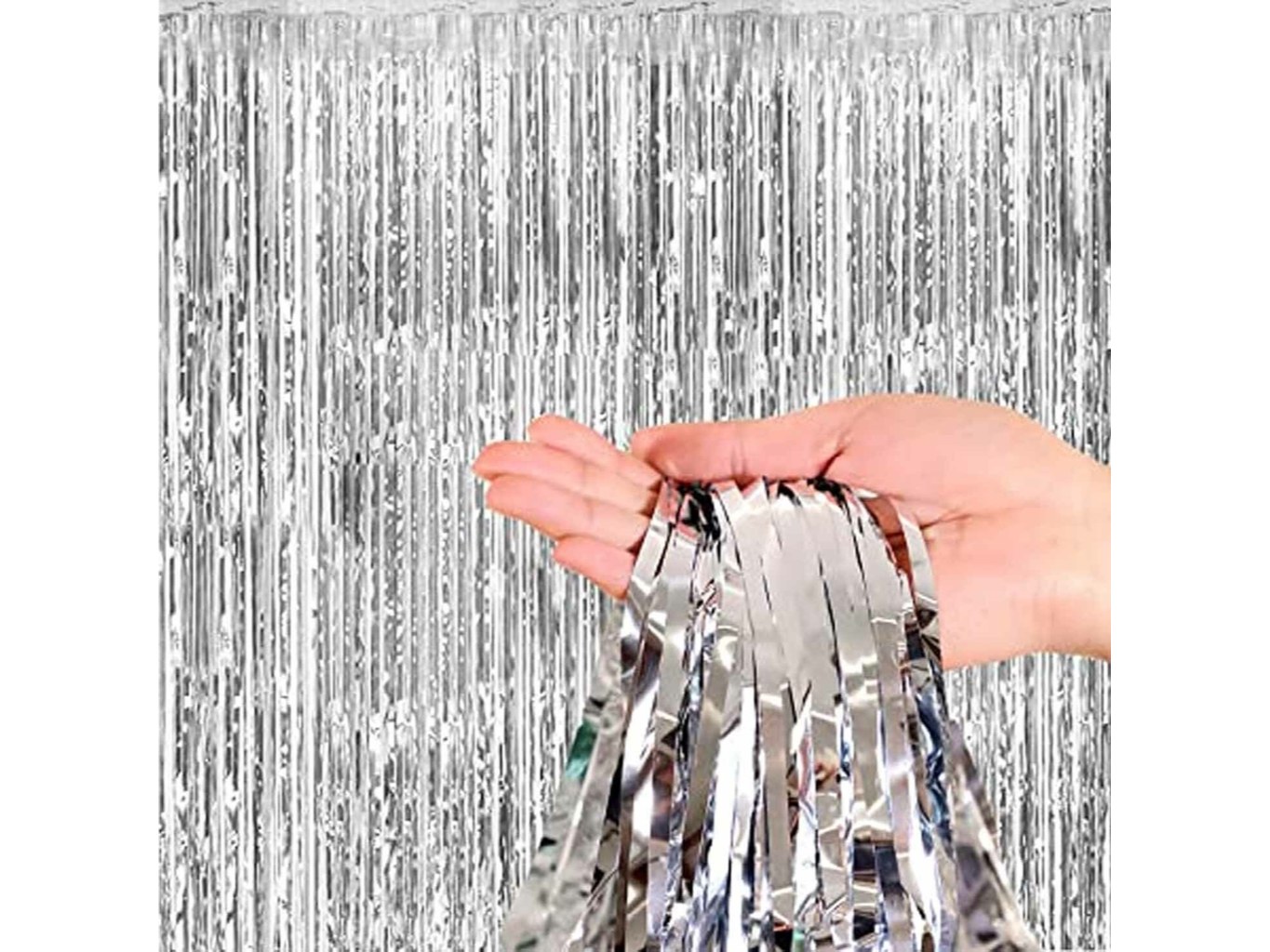 CORTINA METALIZADA PLATEADA X UN