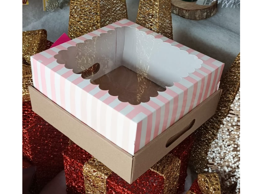 BOX DESAYUNO BASTONES CELESTE/ROSA 25X25 X UN