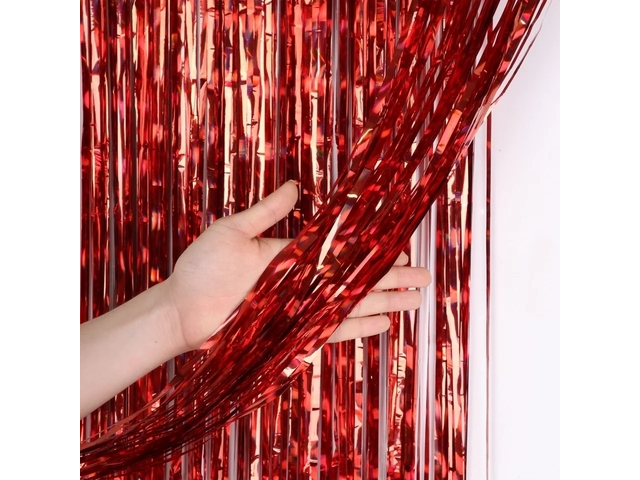 CORTINA METALIZADA ROJA X UN