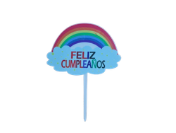 CAKE TOPPER ACRILICO FELIZ CUMPLEAÑOS ESTAMPADO