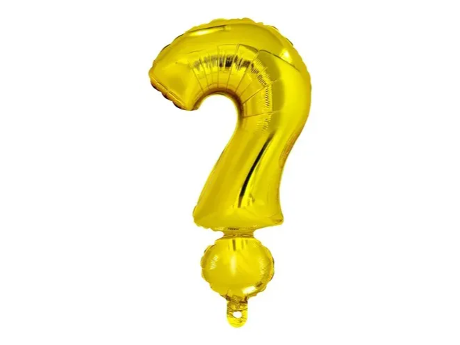 GLOBO MET CHICO SIGNO DE PREGUNTA DORADO X UN