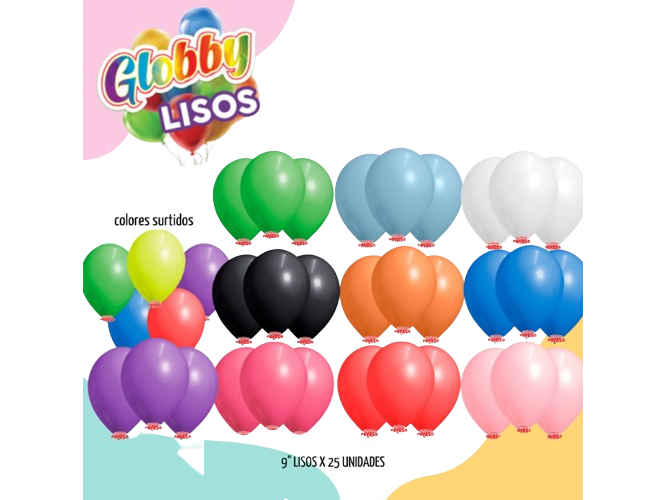 GLOBOS GLOBBY 9" X 25 UNIDADES