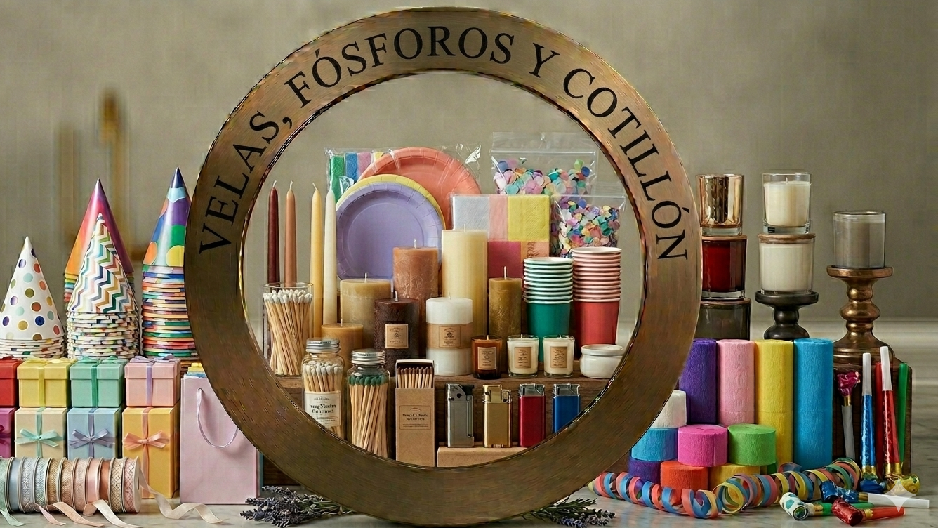 Velas, fósforos, encendedores y cotillón