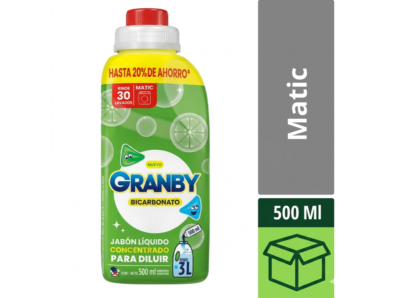 Jabón líquido Granby para diluir 500ml. RINDE 3LTS