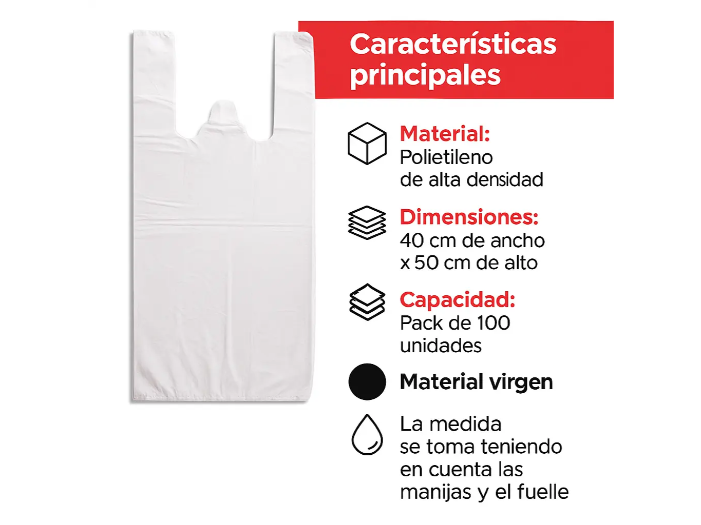 Bolsa camiseta 40x 50 blanca