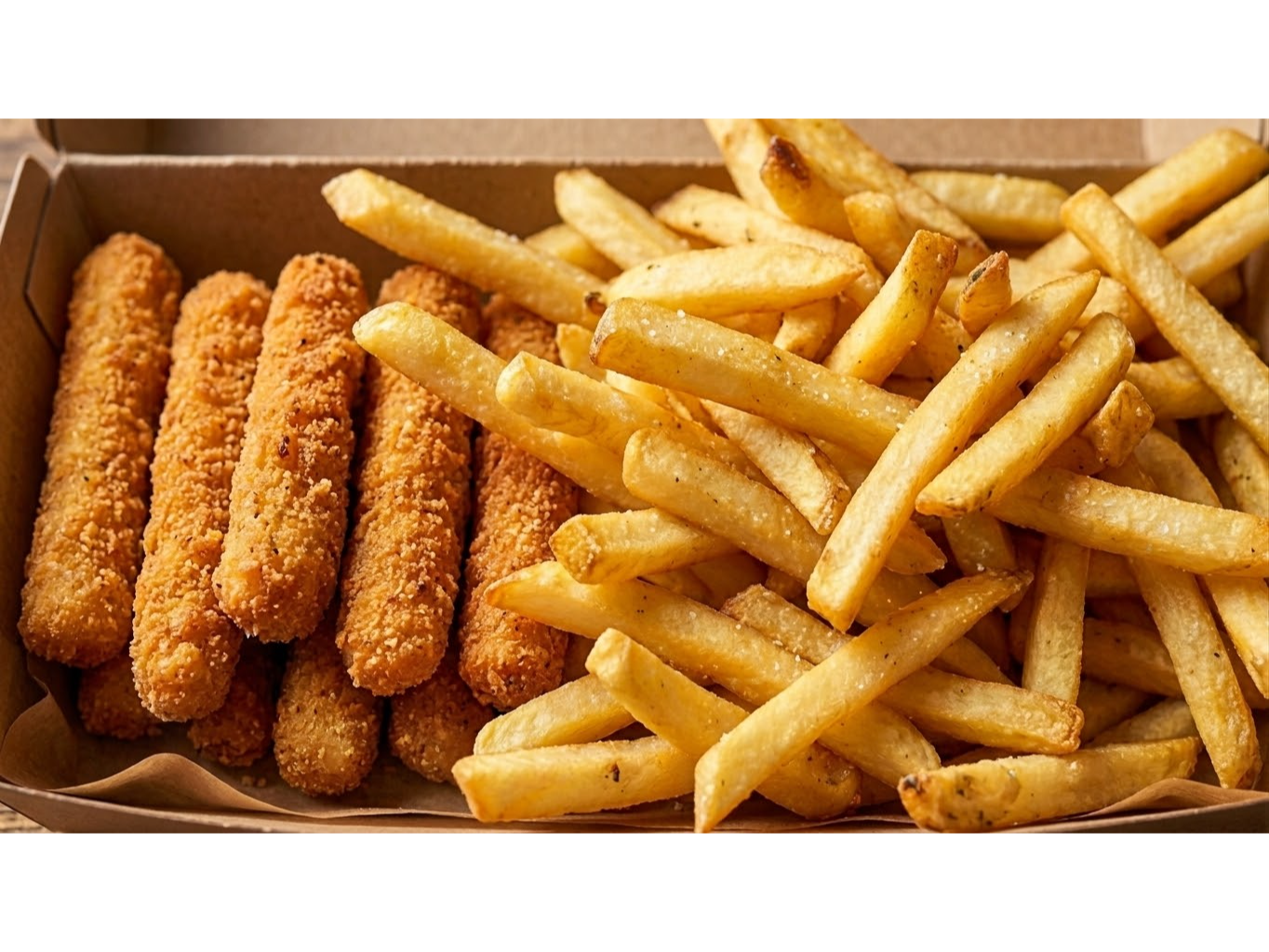 Palitos de pollo + papas fritas