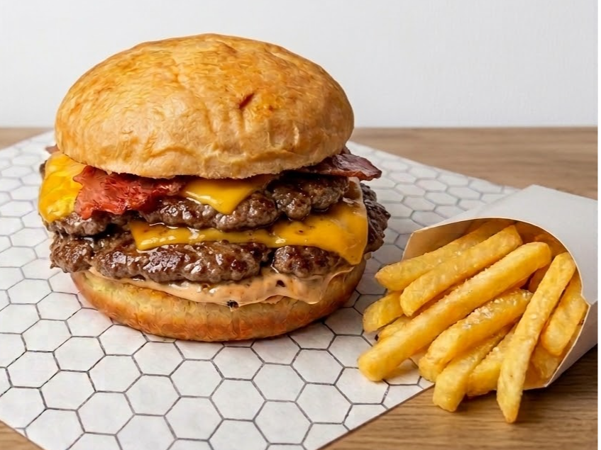 Che Bacon DOBLE + papas fritas