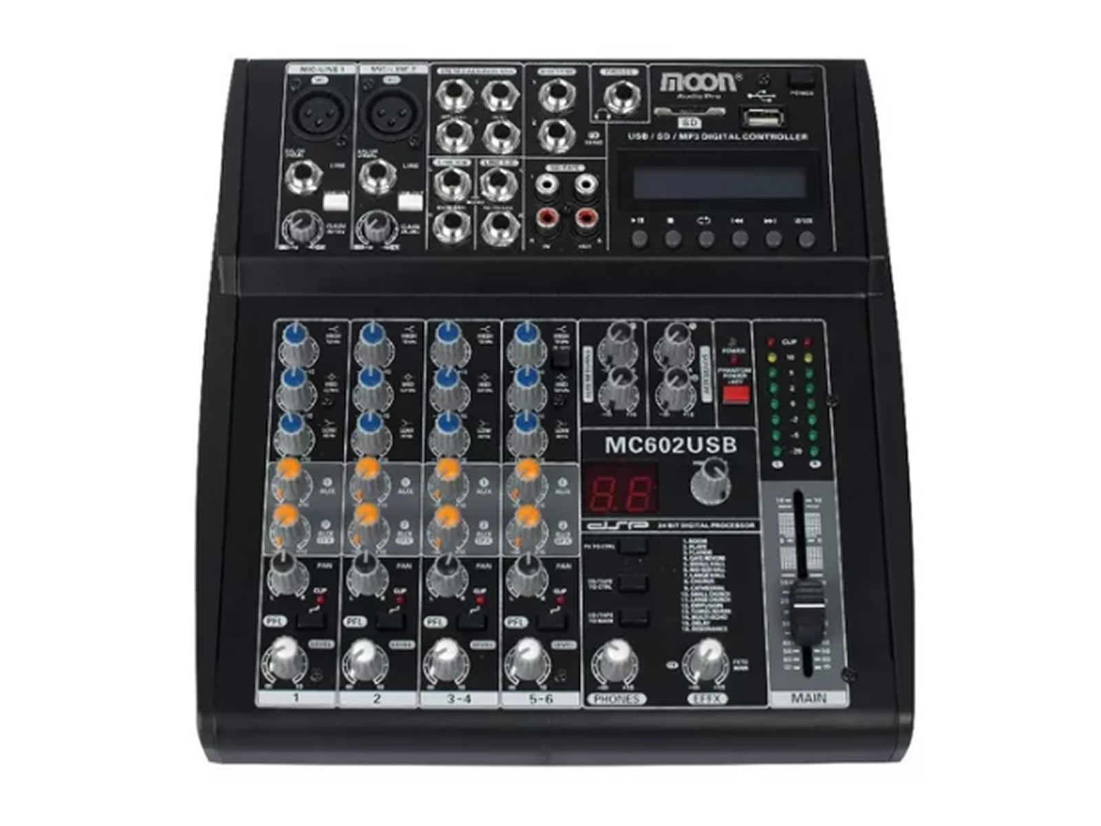 Consola Mixer Moon Mc602 6 Canales-usb 16 Efectos