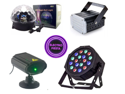 Combo Luces Led Dj Fiesta Bola + Proton 18 + Flash + Laser
