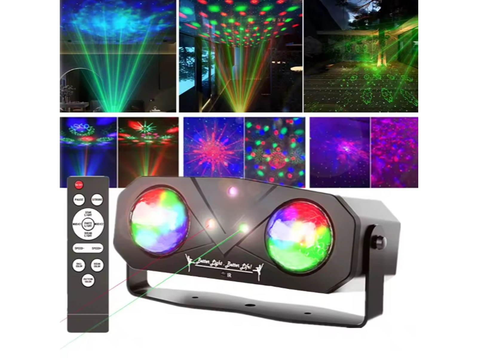 Proyector Luz Led Laser Audioritmo doble Bola