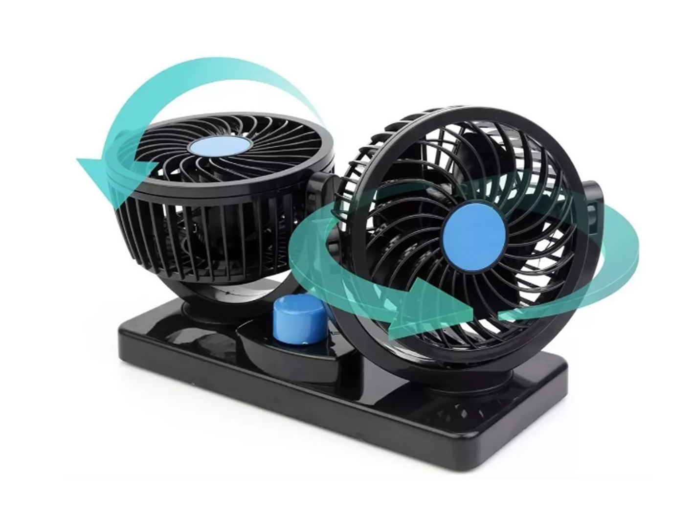 Ventilador Mini Doble 12v 4 Aspas 360 Auto