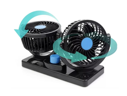 Ventilador Mini Doble 12v 4 Aspas 360 Auto