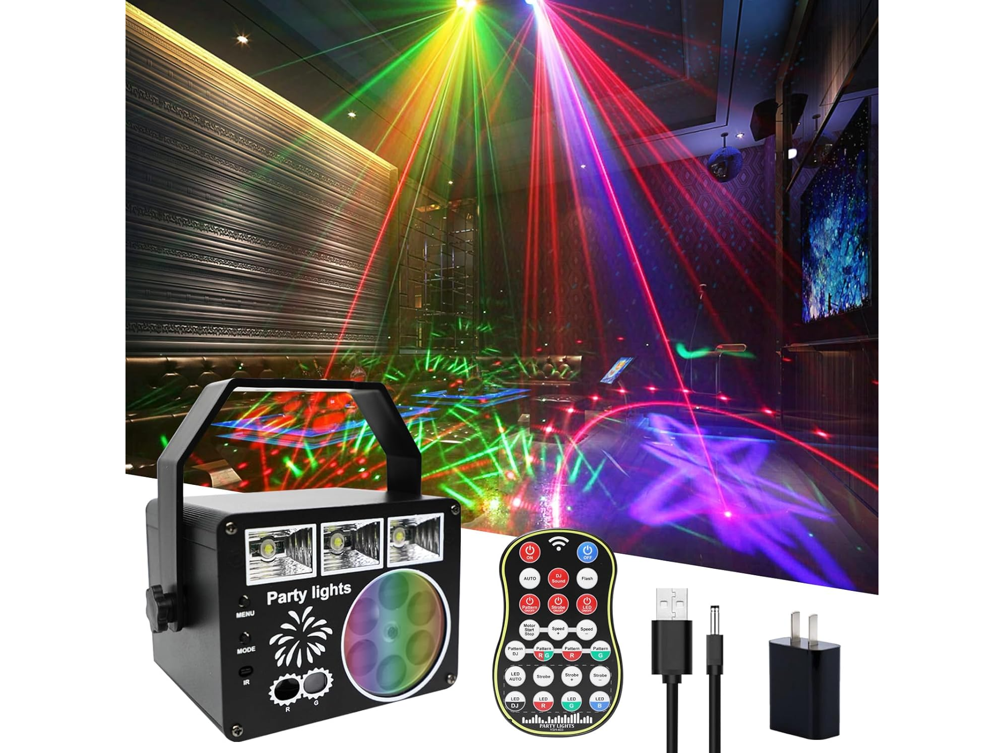 Luz estroboscópica LED GOBO 3 en 1 con efecto multifuncional