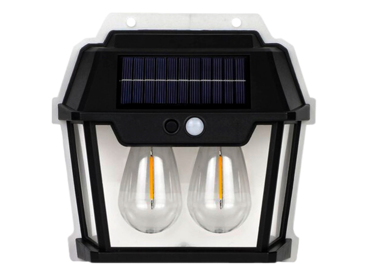 Foco Aplique Farol doble Led Solar Luz Calida Sensor Exterior