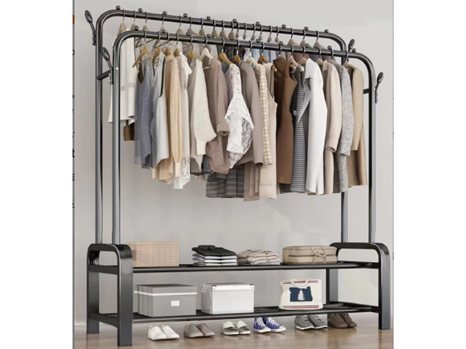 Perchero Zapatero Doble 2 Estantes Placard Organizador Rueda