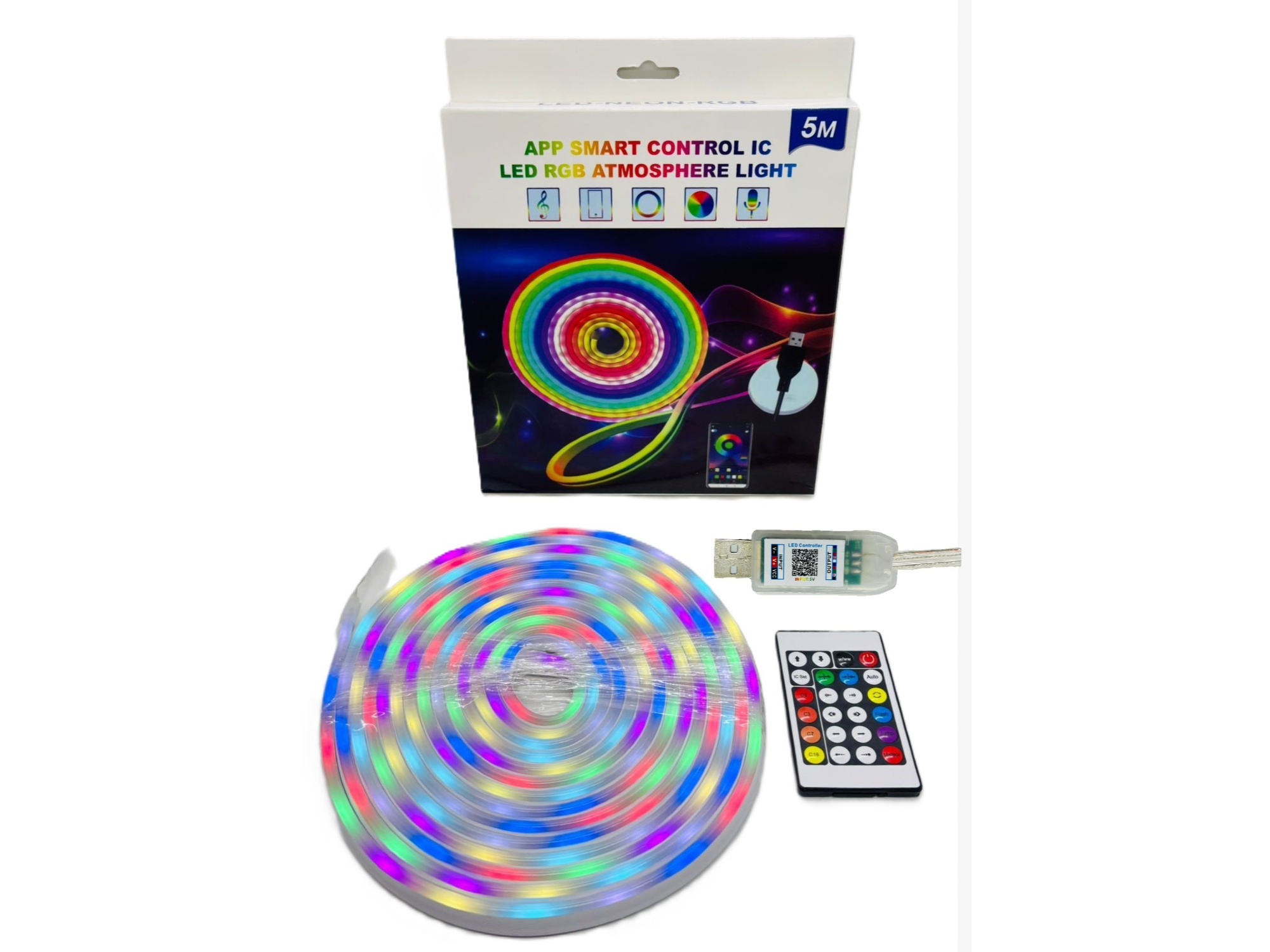 Neon Flex RGB  5 metros USB c/app