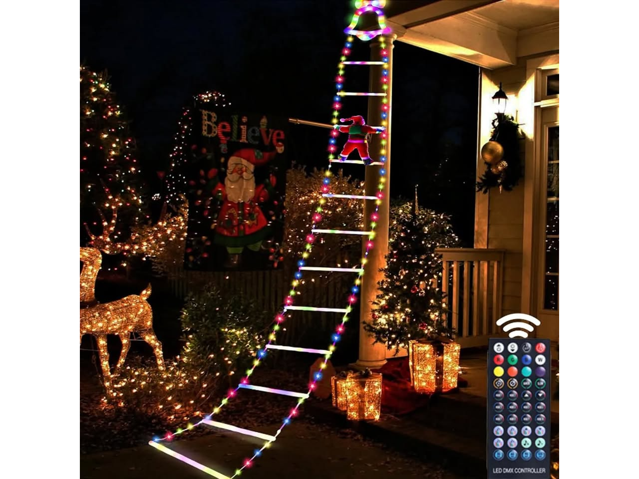 Luces Navideñas Forma Escalera 2mts 12 Escalones C/papá Noel