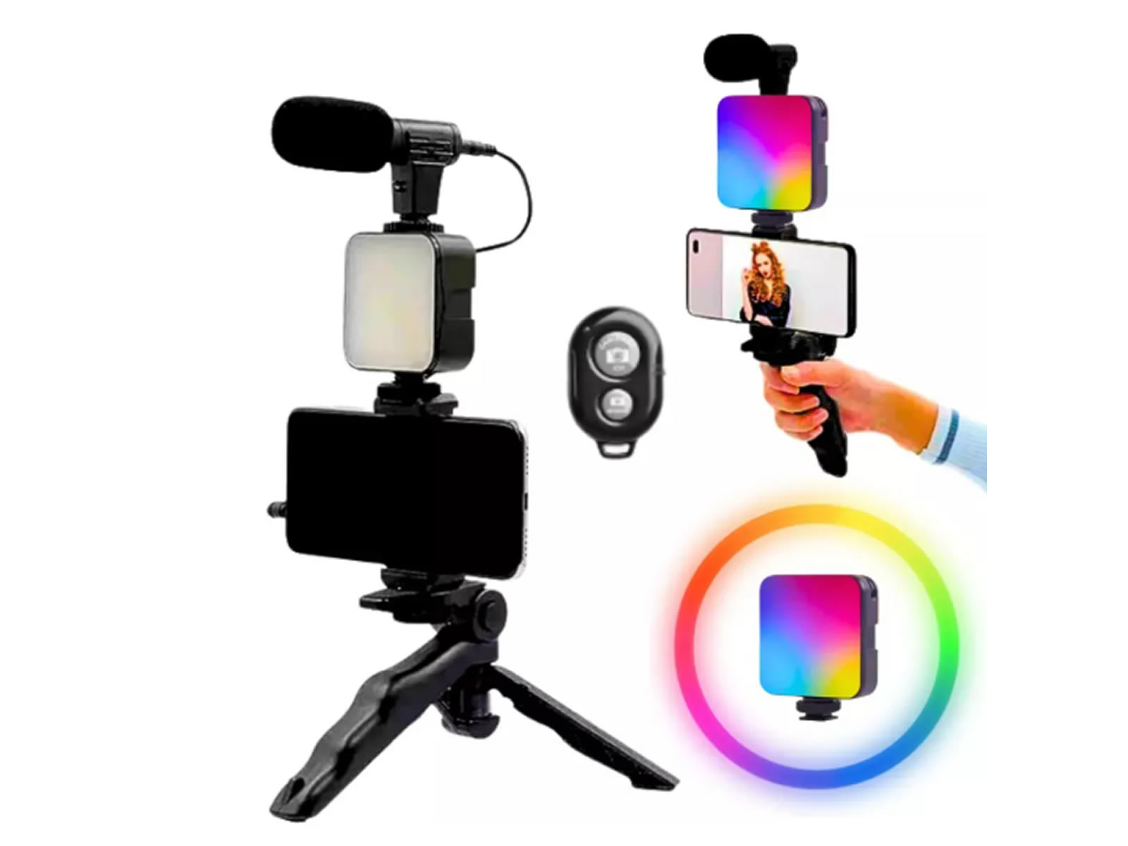 Estabilizador Para Celular Con Luz Rgb Micrófono Y Control