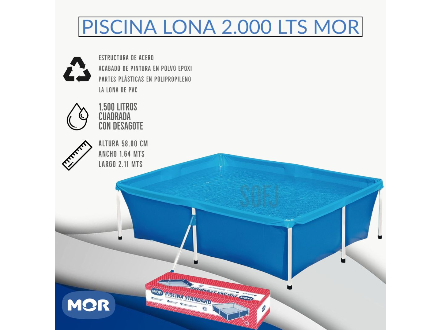 Pileta Lona 2000 litros 2.11m X 1.64m