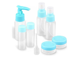 Set De Viaje 7 Pzas Frascos Envases Rellenables