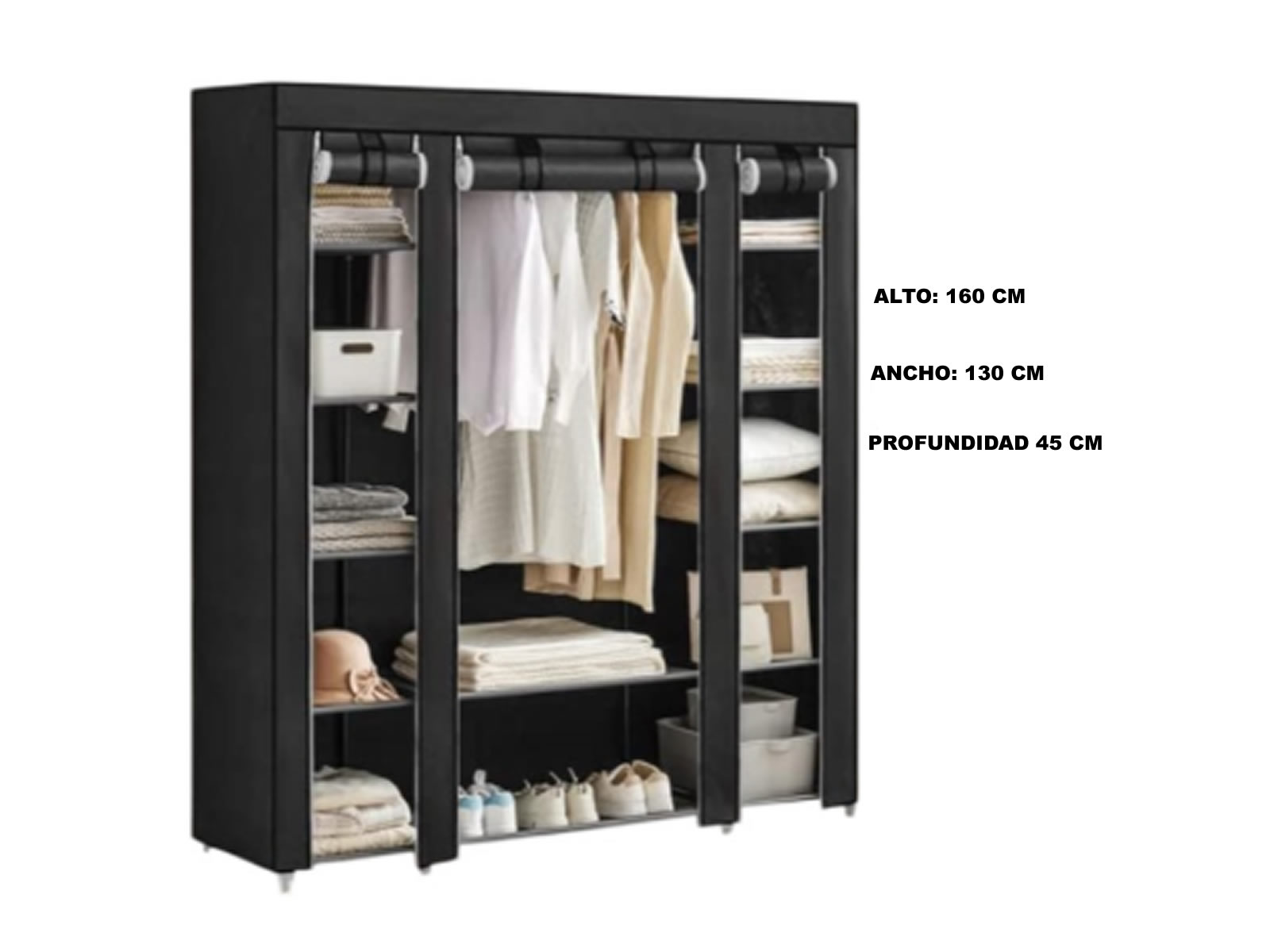 Ropero Organizador 3 compartimentos con zapatero