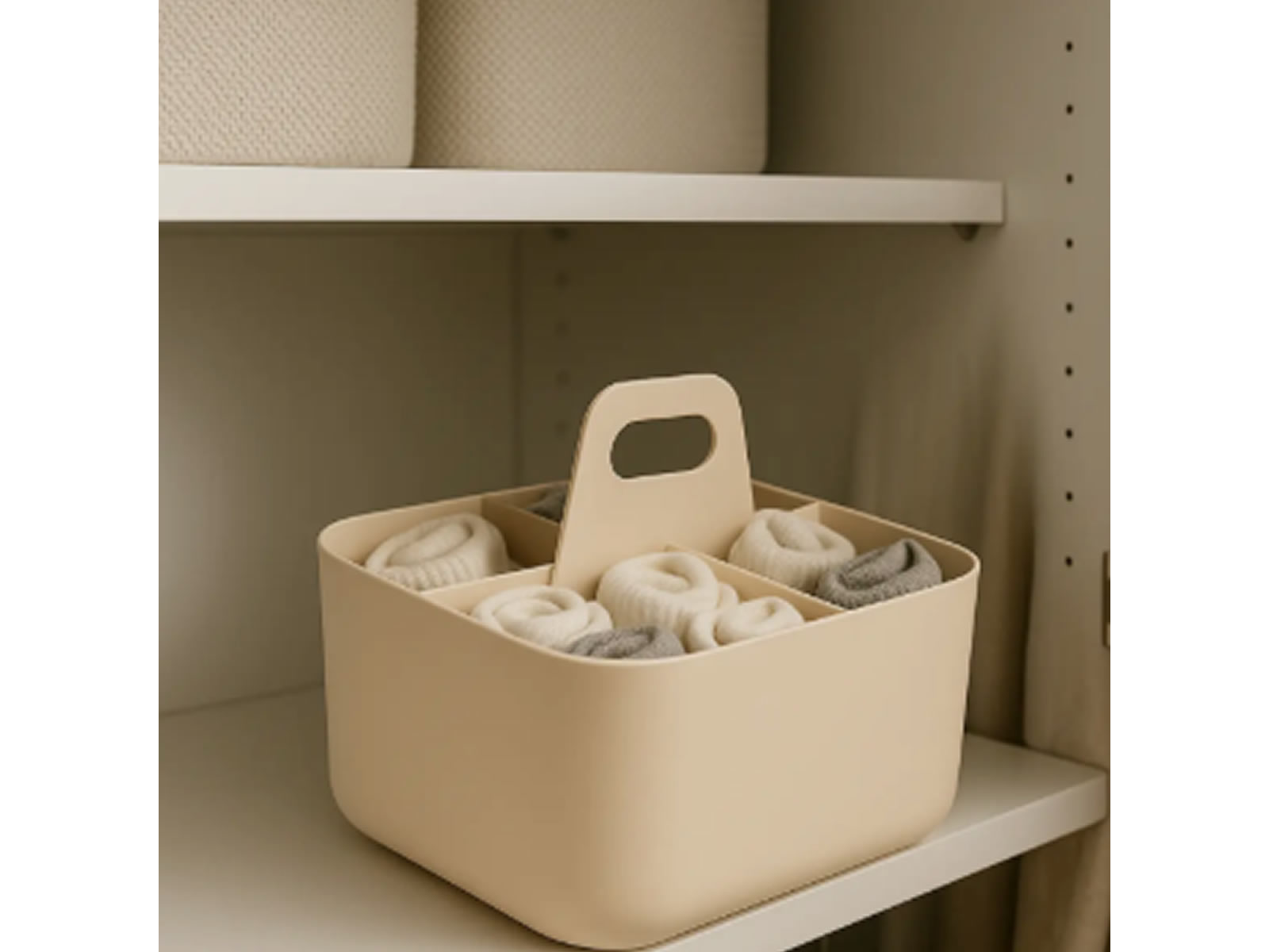 Organizador Caja Multiuso Baño Cocina Maquillaje Mite Beige