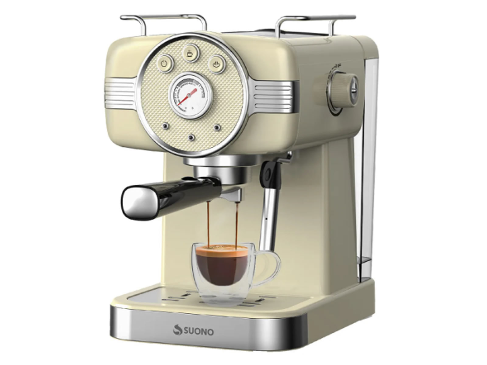 Cafetera Espresso Vintage Suono Acero Inox 1.5 L Espumador