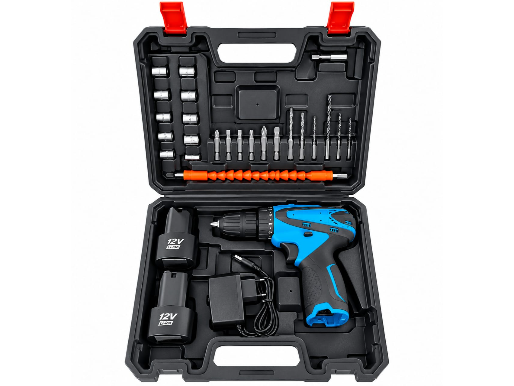 Taladro Atornillador Inalambrico Recargable Estuche 2 Baterias