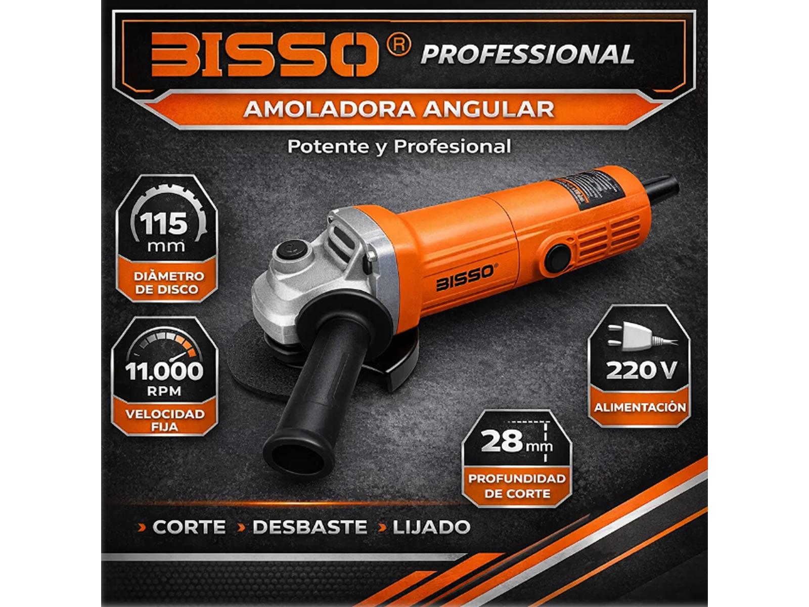 Amoladora Angular 750w 115mm Bisso