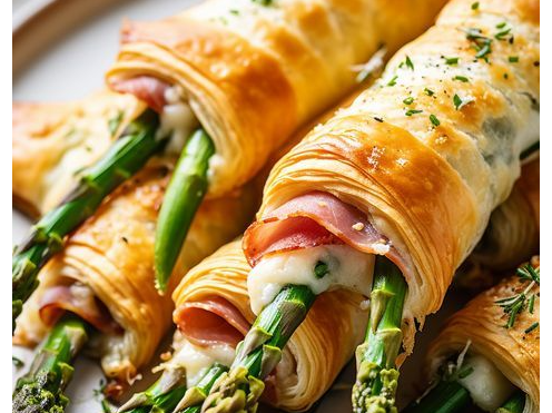 Pañuelitos de Espárragos , cebolla morada y queso