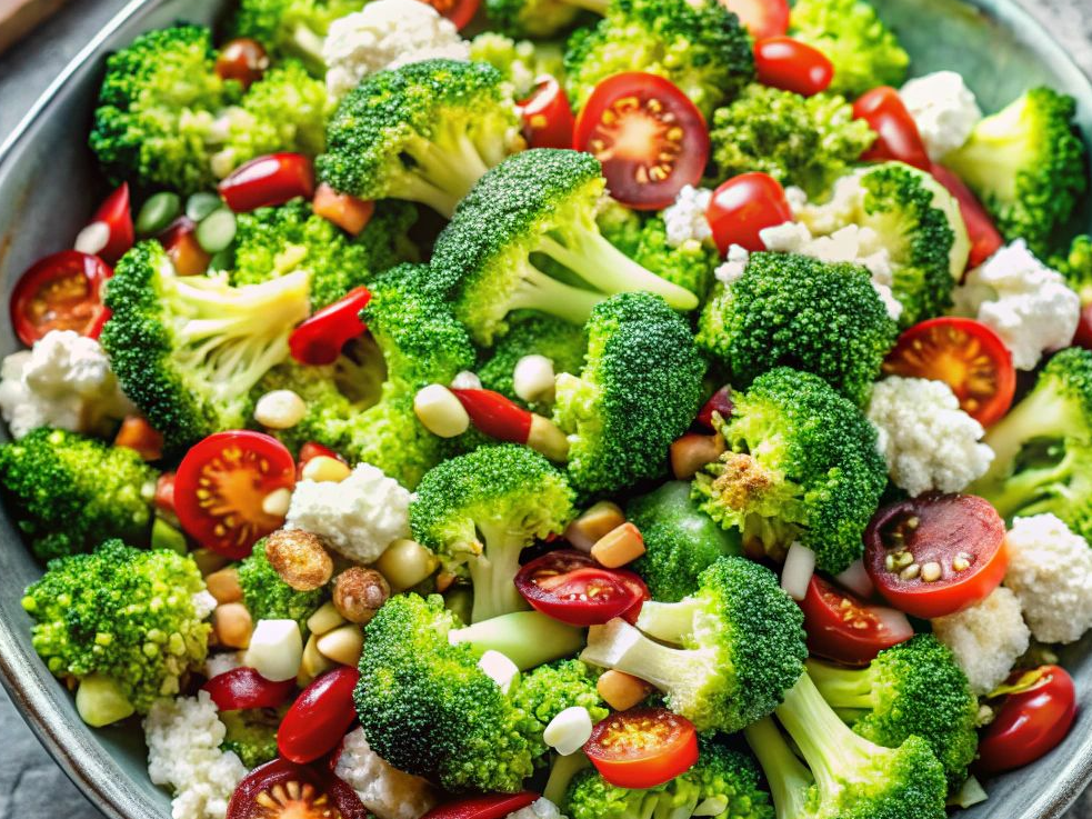 Ensalada de Papa, brócoli, huevo, tomates Cherry y aceitunas