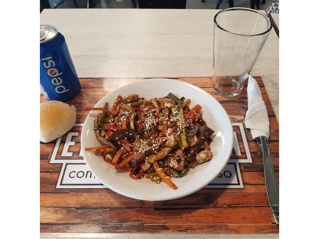 Verduras salteadas con Langostinos