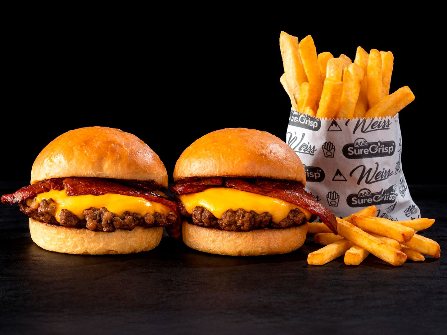 2 Bacon Cheese + Papas