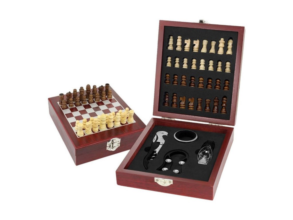 Set de Accesorios para Vinos + Mini Tablero  + Ajedrez