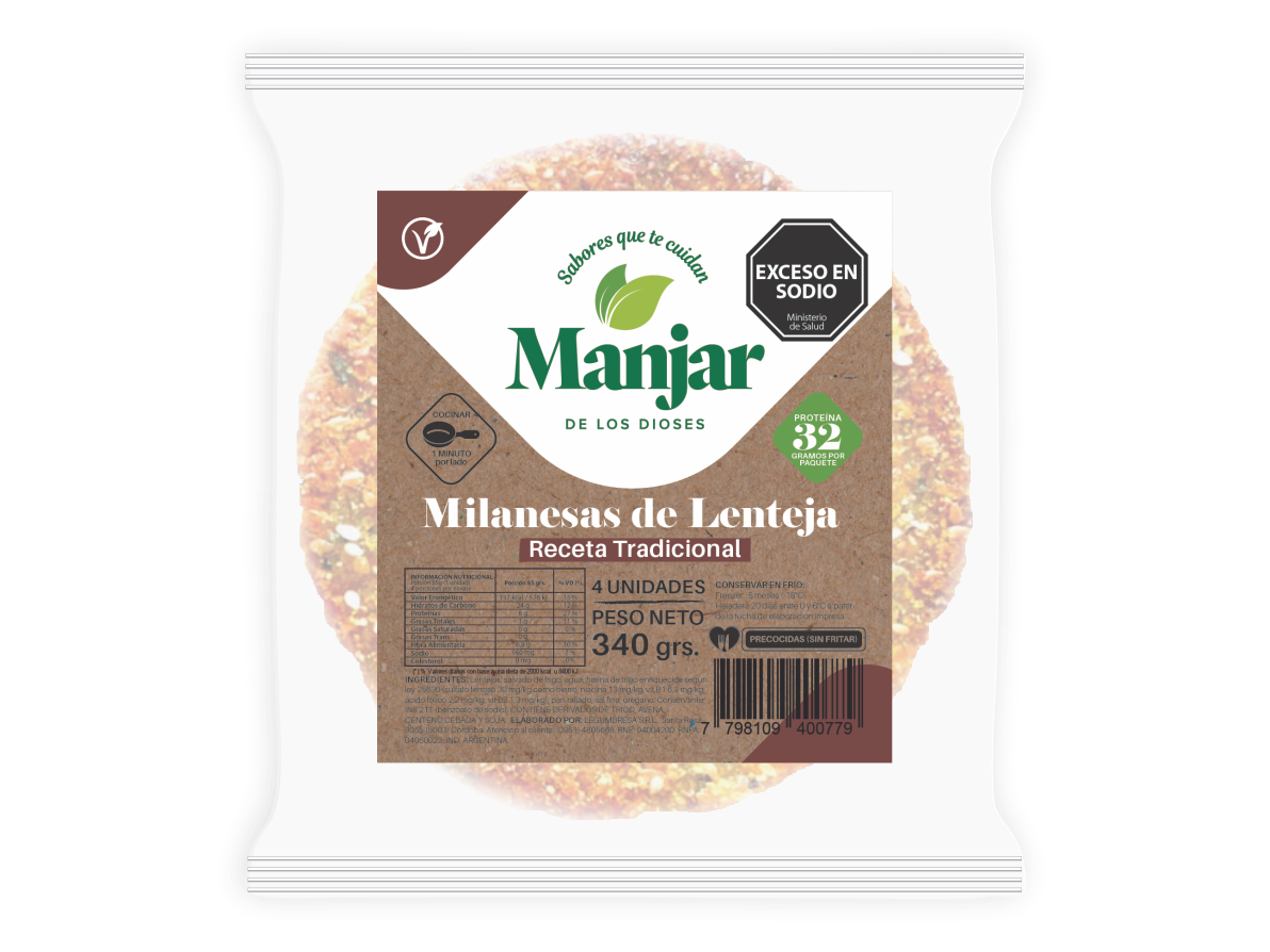 Milanesa de lenteja Manjar x 4 un