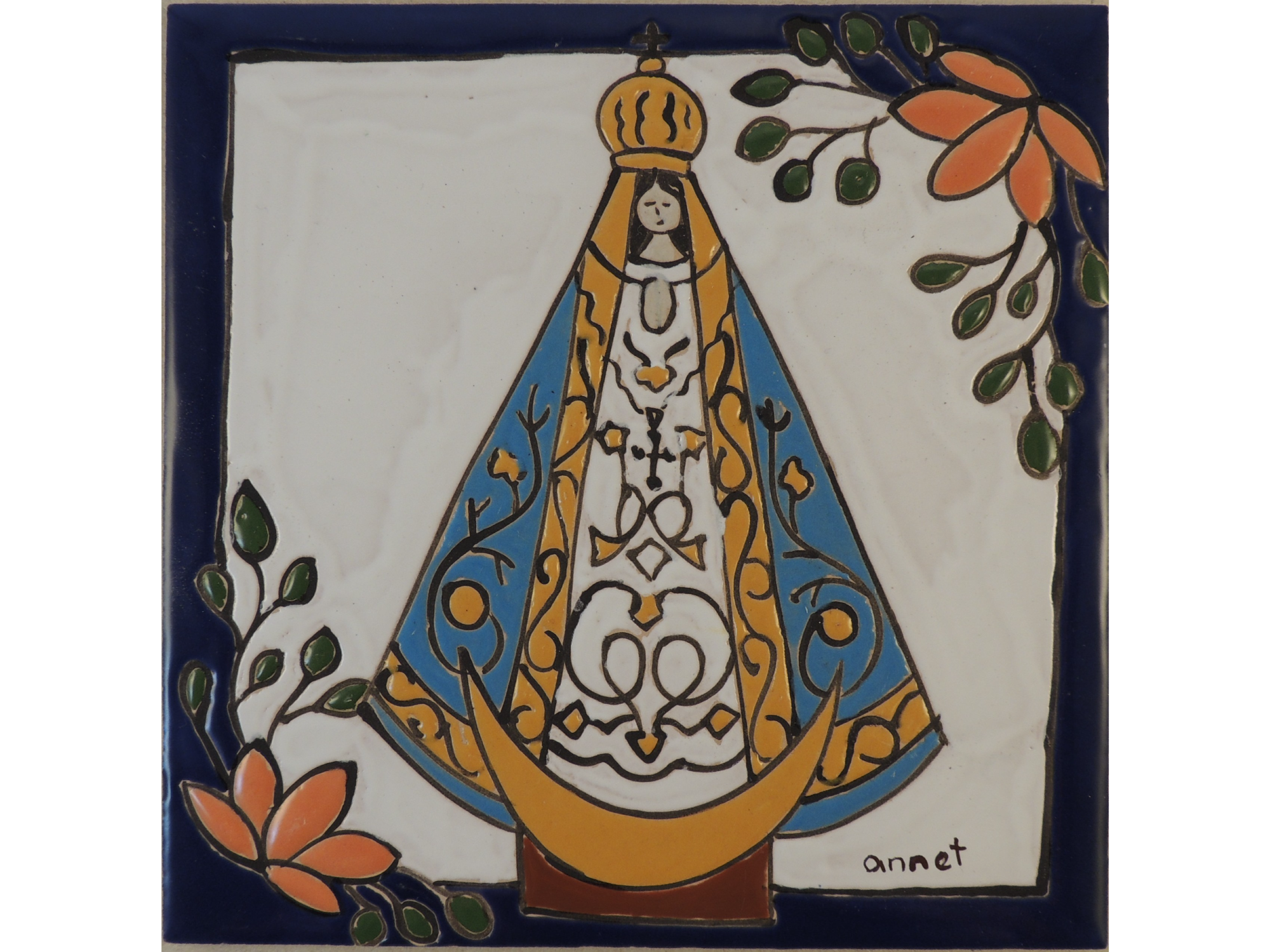 VIRGEN DEL VALLE - 15X15 CM MARCO AZUL