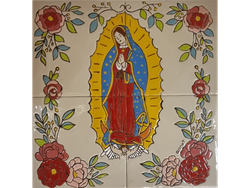 Virgen de Guadalupe con Rosas 30x30 cm - Personalizada MURAL AZULEJOS