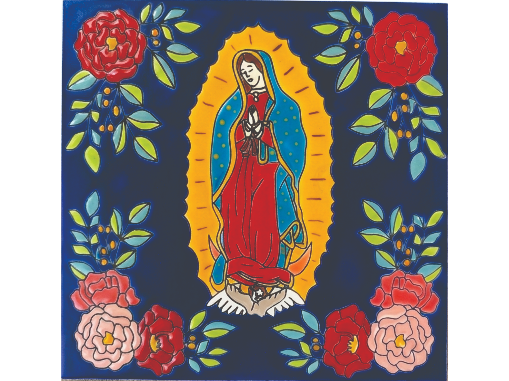 Virgen de Guadalupe fondo Azul - 30X30 CM Placa