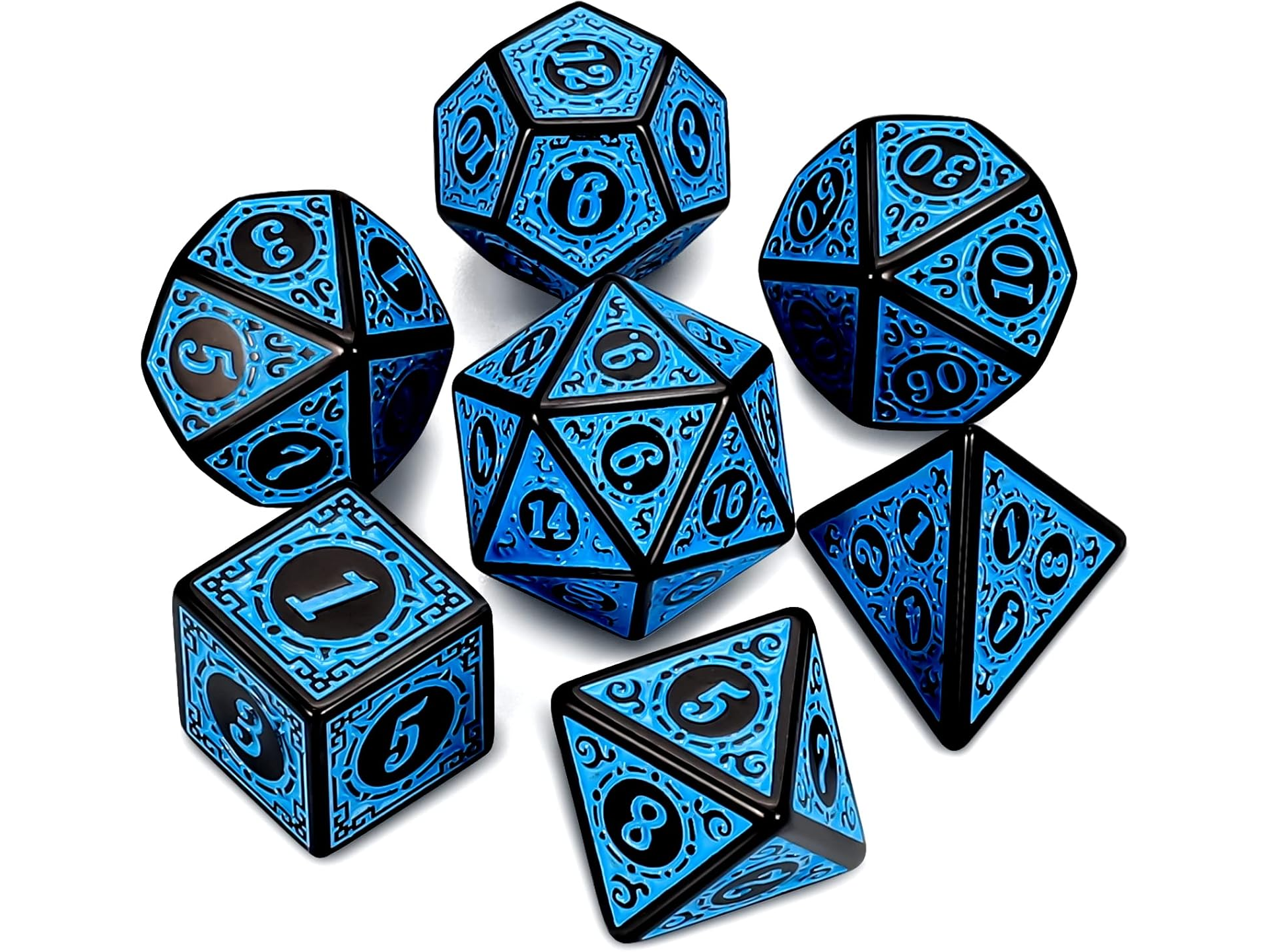 Set de 7 dados diseño antiguo