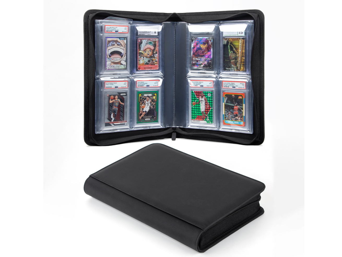 Carpeta de cuero c/cierre para cartas gradeadas