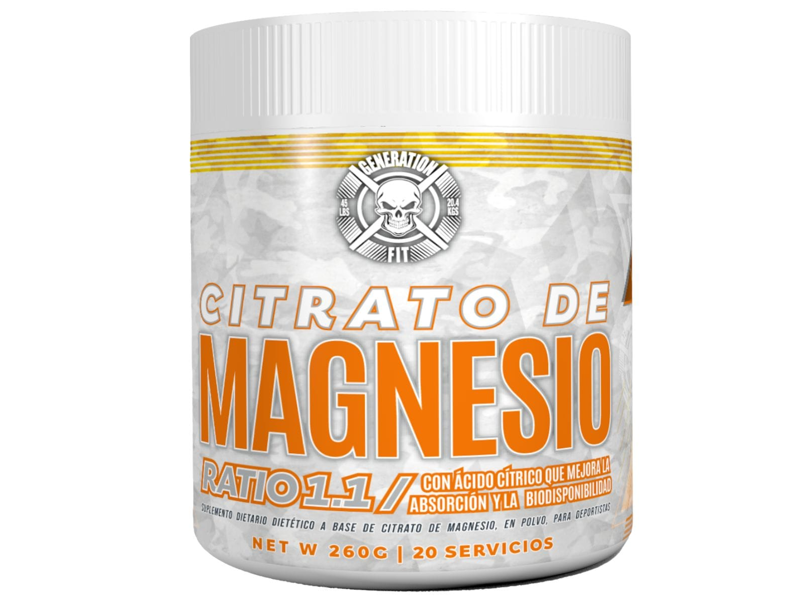 Citrato de Magnesio 300 grs 20 servicios Generation Fit