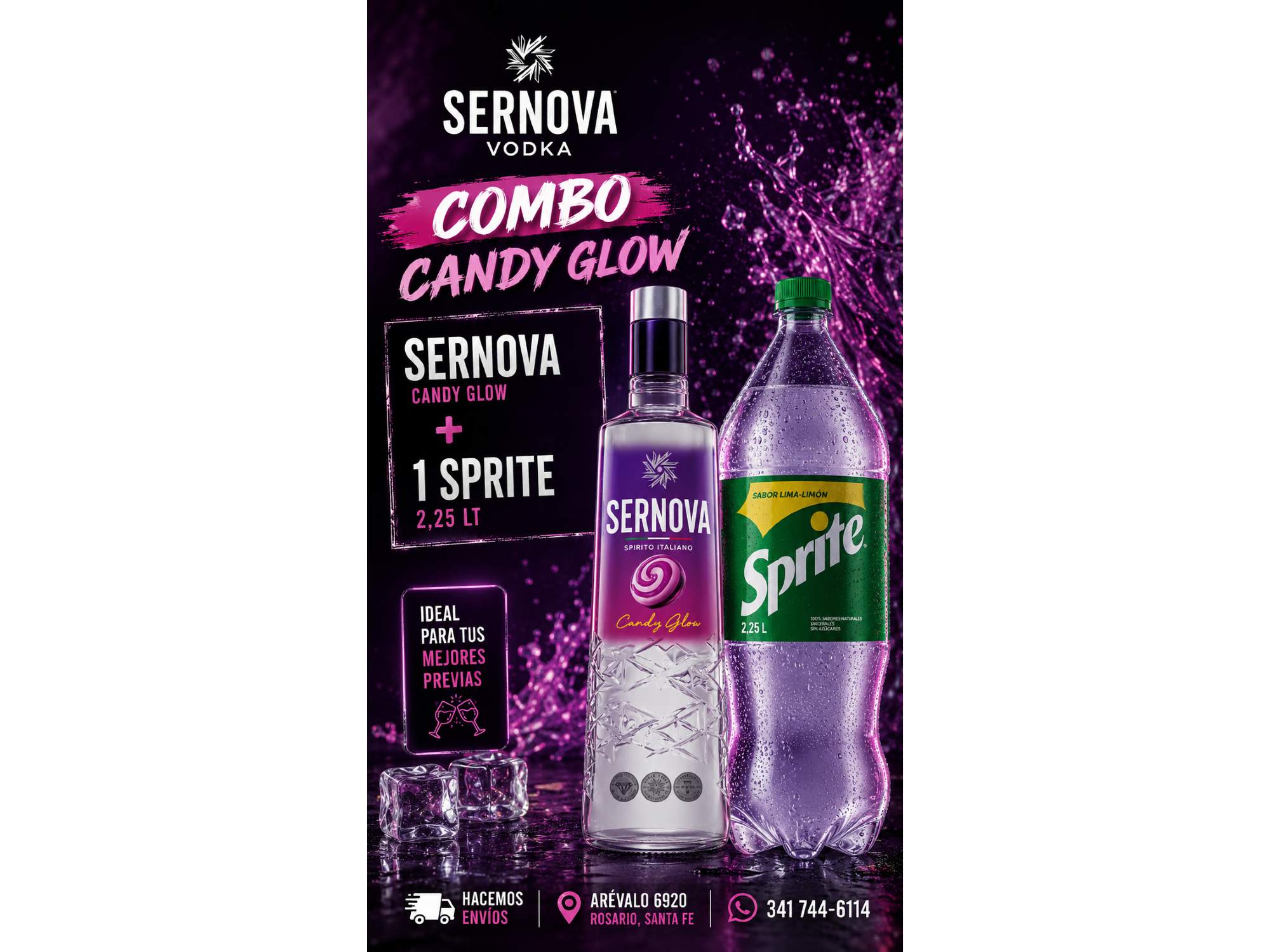 Combo Sernova Candy Glow + 1 Sprite 2.25 lt Descartable