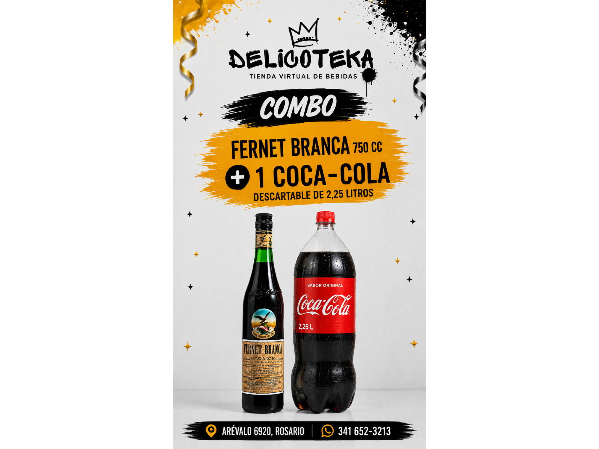 Combo Branca 750 cc + 1 Coca Descartable x 2,5 lt