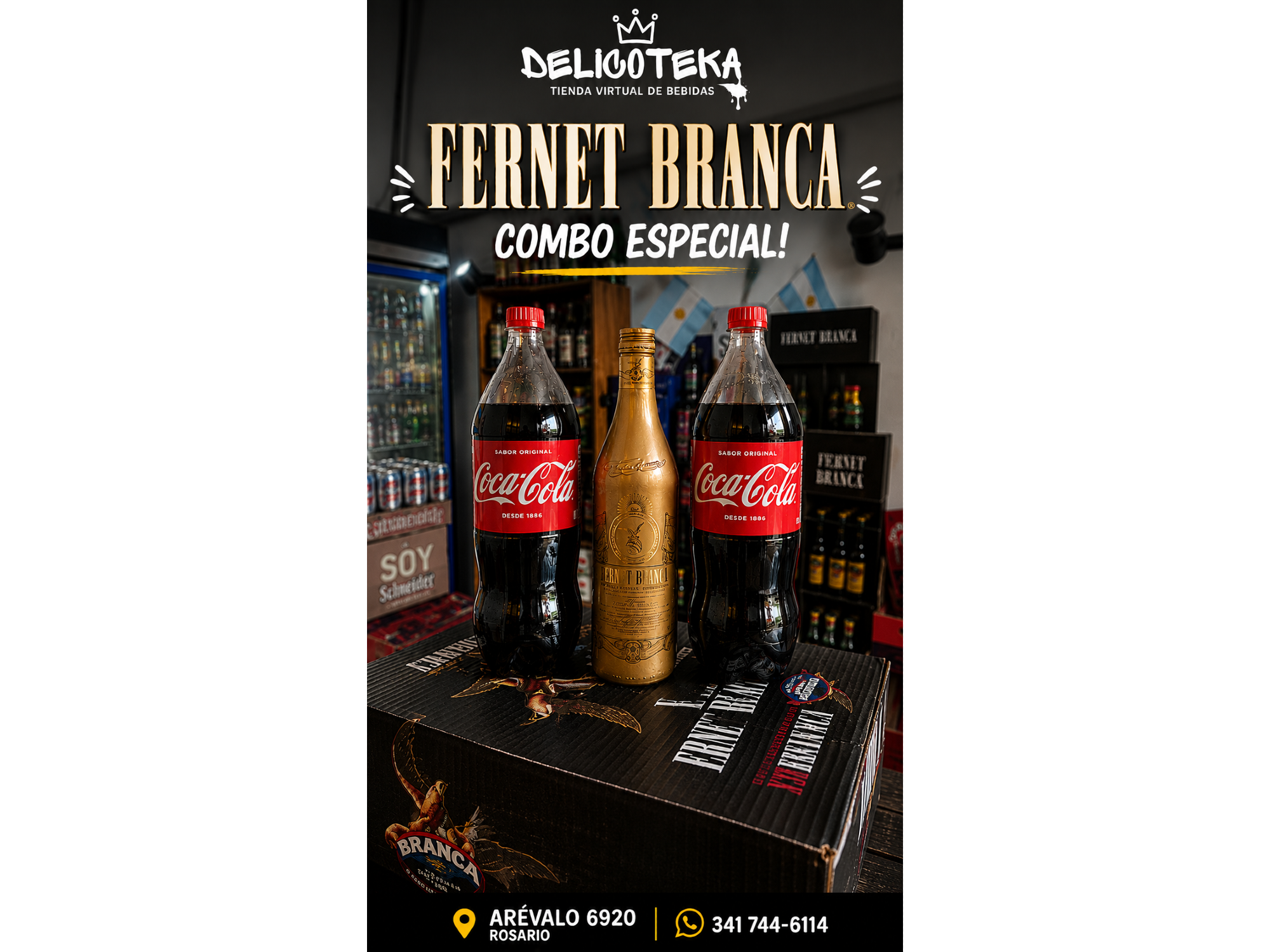Combo Branca Edicion limitada + 2 Coca Descartable x 1,5 lt