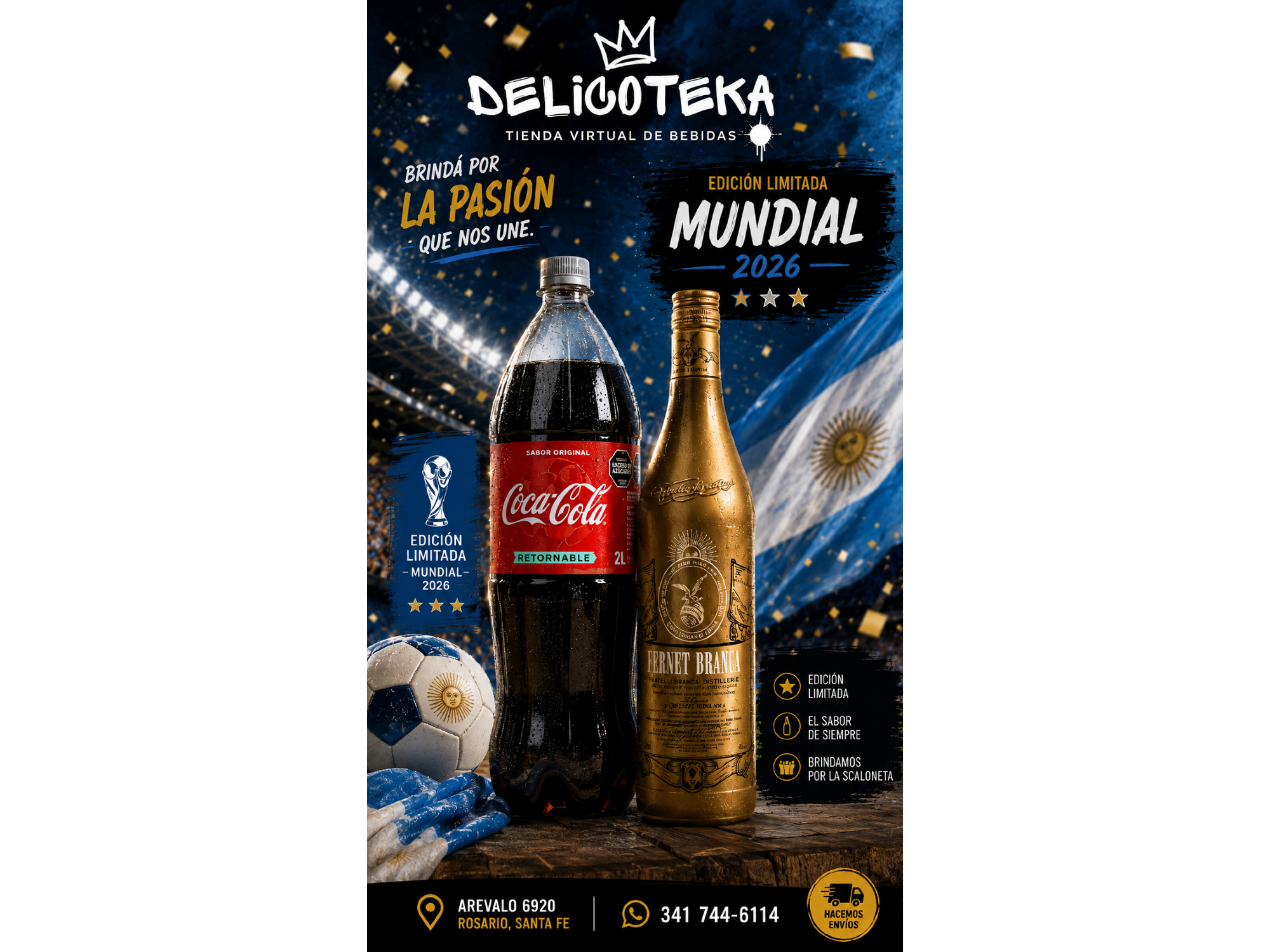 Combo Branca 750 cc "Edicion Limitada" + 1 Coca Retornable 2 lt