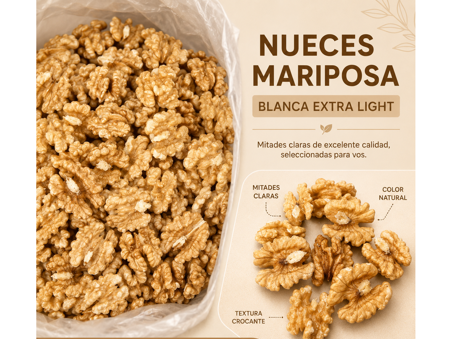 Nueces mariposa blanca extra light